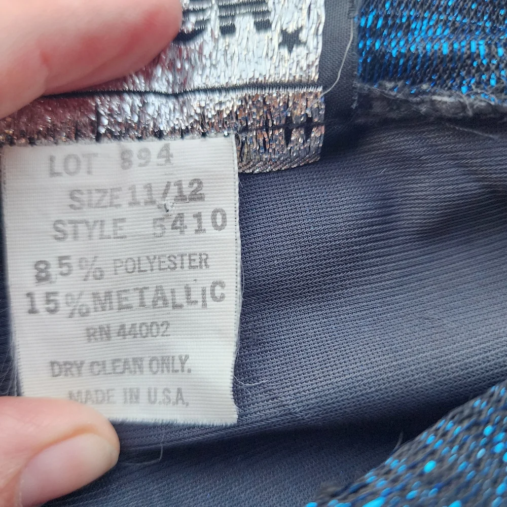 Stash‎ Vintage 1980s Metallic Blue One Shoulder Ruffle Prom Dress - Picture 7 of 10